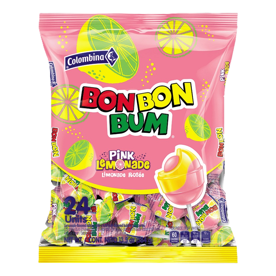 COLOMBINA BON BON BUM PINK LEMONADE 24ct