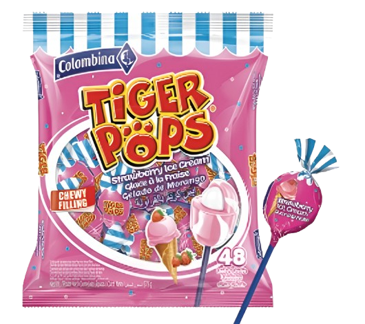 COLOMBINA TIGERPOP STRAWBERRY ICE CREAM